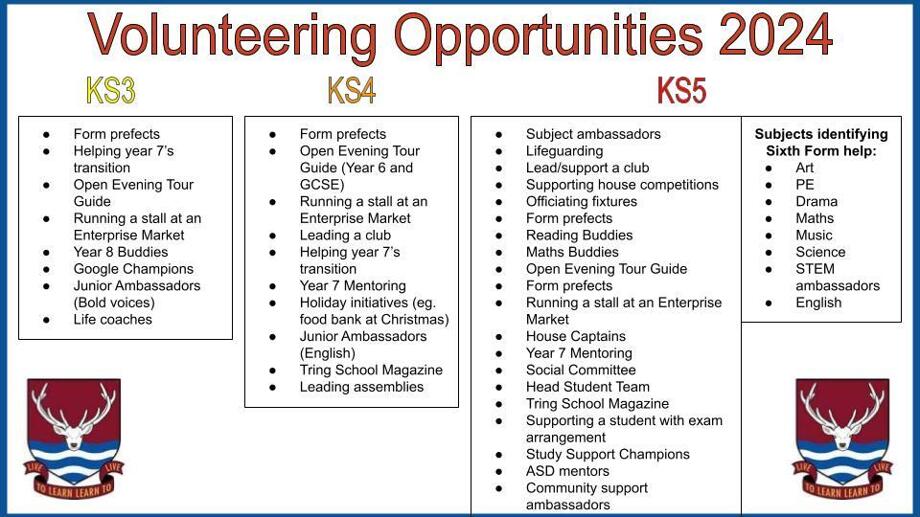 Volunteering Opportunities 2024